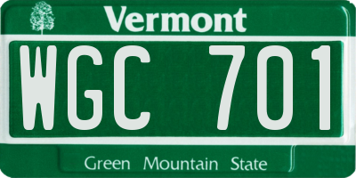 VT license plate WGC701