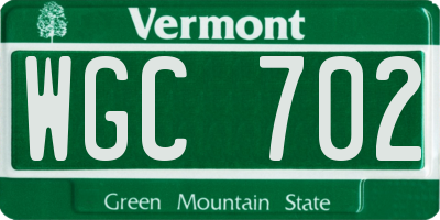 VT license plate WGC702