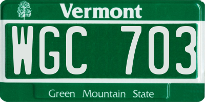 VT license plate WGC703