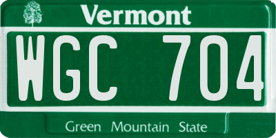 VT license plate WGC704