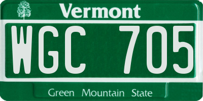 VT license plate WGC705