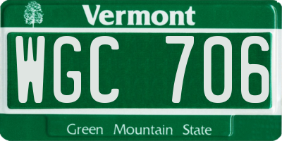 VT license plate WGC706