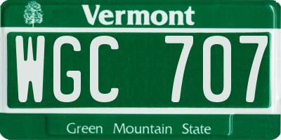 VT license plate WGC707