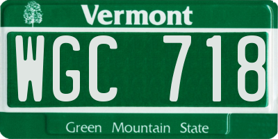 VT license plate WGC718