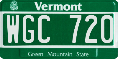 VT license plate WGC720