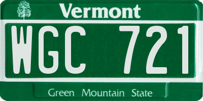 VT license plate WGC721
