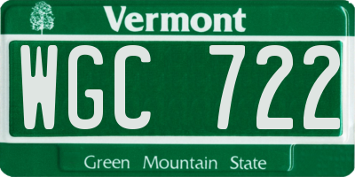 VT license plate WGC722