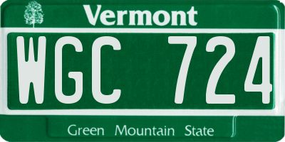 VT license plate WGC724