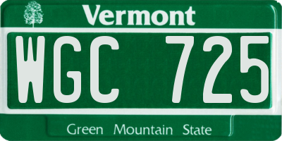 VT license plate WGC725