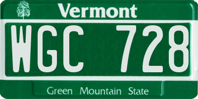 VT license plate WGC728
