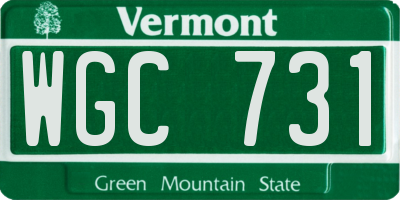 VT license plate WGC731