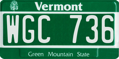 VT license plate WGC736