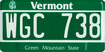 VT license plate WGC738