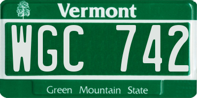 VT license plate WGC742