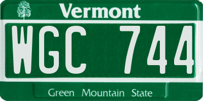 VT license plate WGC744