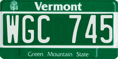VT license plate WGC745