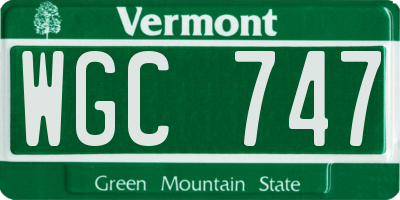 VT license plate WGC747