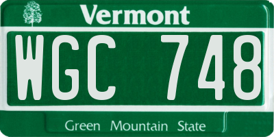 VT license plate WGC748