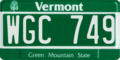 VT license plate WGC749