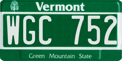 VT license plate WGC752