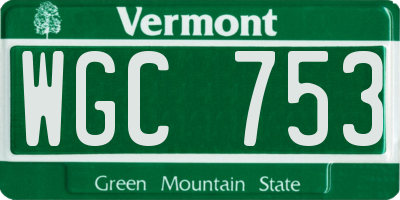 VT license plate WGC753