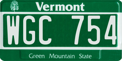VT license plate WGC754