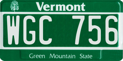 VT license plate WGC756