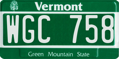 VT license plate WGC758