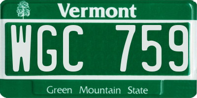 VT license plate WGC759