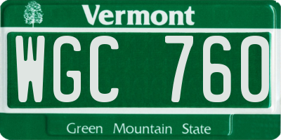 VT license plate WGC760
