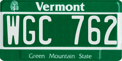 VT license plate WGC762