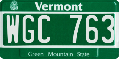 VT license plate WGC763