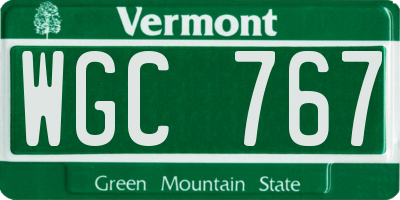 VT license plate WGC767