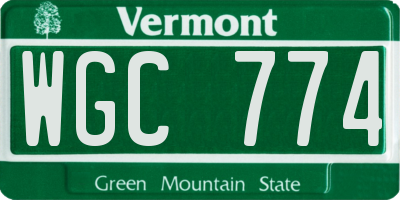 VT license plate WGC774