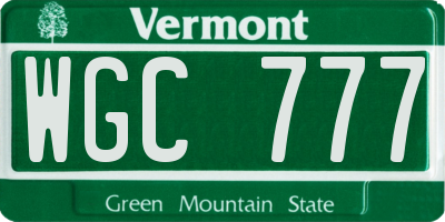 VT license plate WGC777