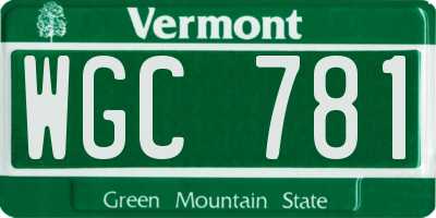 VT license plate WGC781