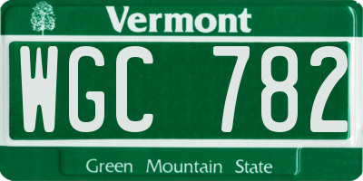 VT license plate WGC782