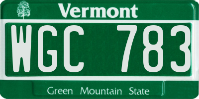 VT license plate WGC783