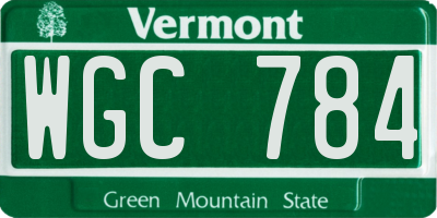 VT license plate WGC784