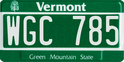 VT license plate WGC785