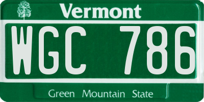 VT license plate WGC786