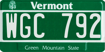VT license plate WGC792