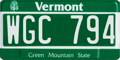 VT license plate WGC794
