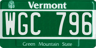 VT license plate WGC796