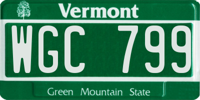 VT license plate WGC799