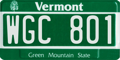 VT license plate WGC801