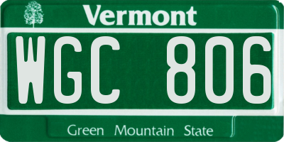 VT license plate WGC806