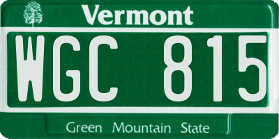 VT license plate WGC815