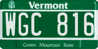 VT license plate WGC816