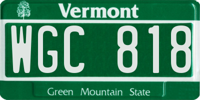 VT license plate WGC818
